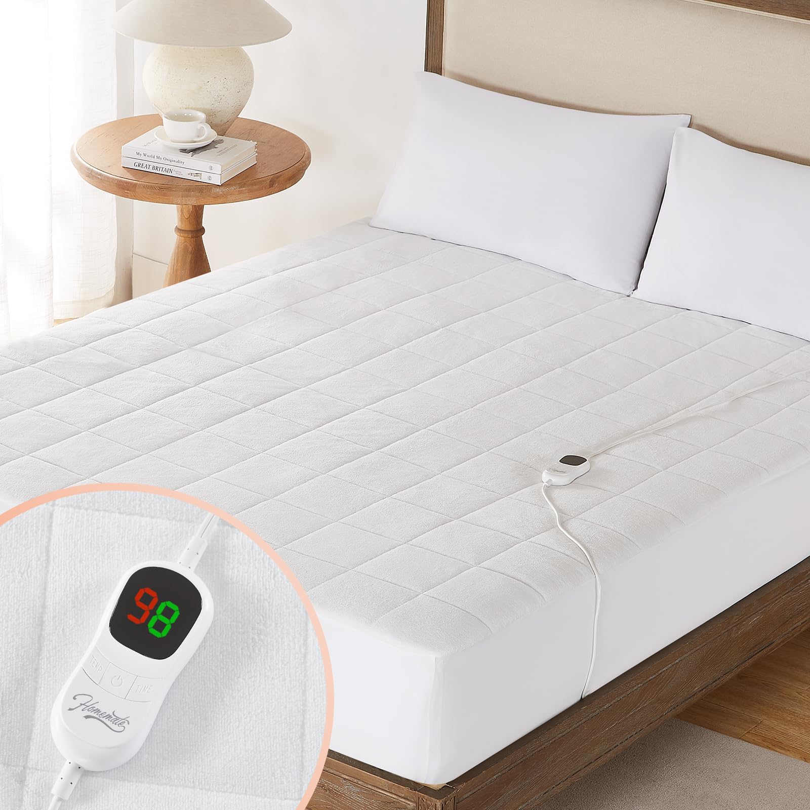 Homemate Heated Mattress Pad Twin Size For Cold Sleepers, 4 Heated Setting Coral Fleece Electric Mattress Pad Twin, Bed Warmer W